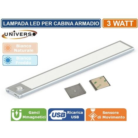 Barra di illuminazione a LED ricaricabile ultrasottile USB PIR Motion /Hand  Sweep Sensor 20cm 40cm barra