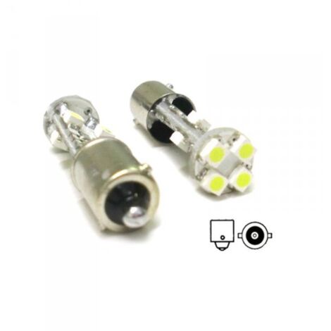 Lampada Led Canbus BA9S T4W 8 Smd No Errore Piedi Diritti 12V Con Resistenza