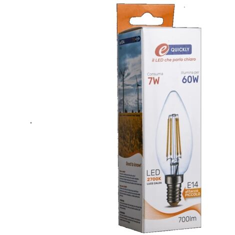 LAMPADA LED CANDELA FILAMENTO C35 E14 7W 2700K 700