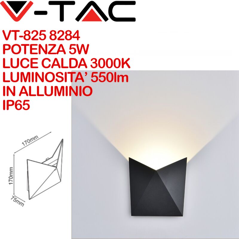 Image of V-tac - VT-825 8284 Lampada led da Muro a Tasca 5W Colore Grigio 3000K IP65