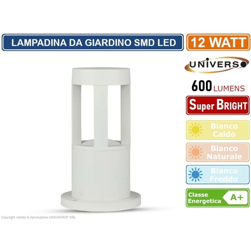 Image of Lampada led da giardino con fissaggio a terra 12W colore bianco 600 lumen da esterno IP65 30CM - Colore Luce: Bianco Caldo