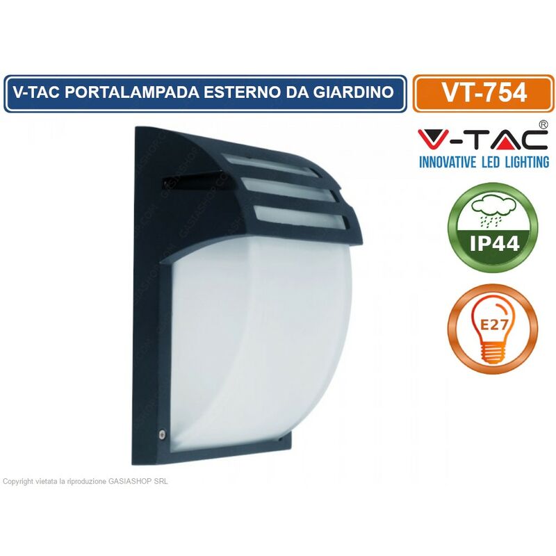 Image of V-tac - VT-754 portalampada da giardino wall light da muro per lampadine E27 - sku 7076 IP44