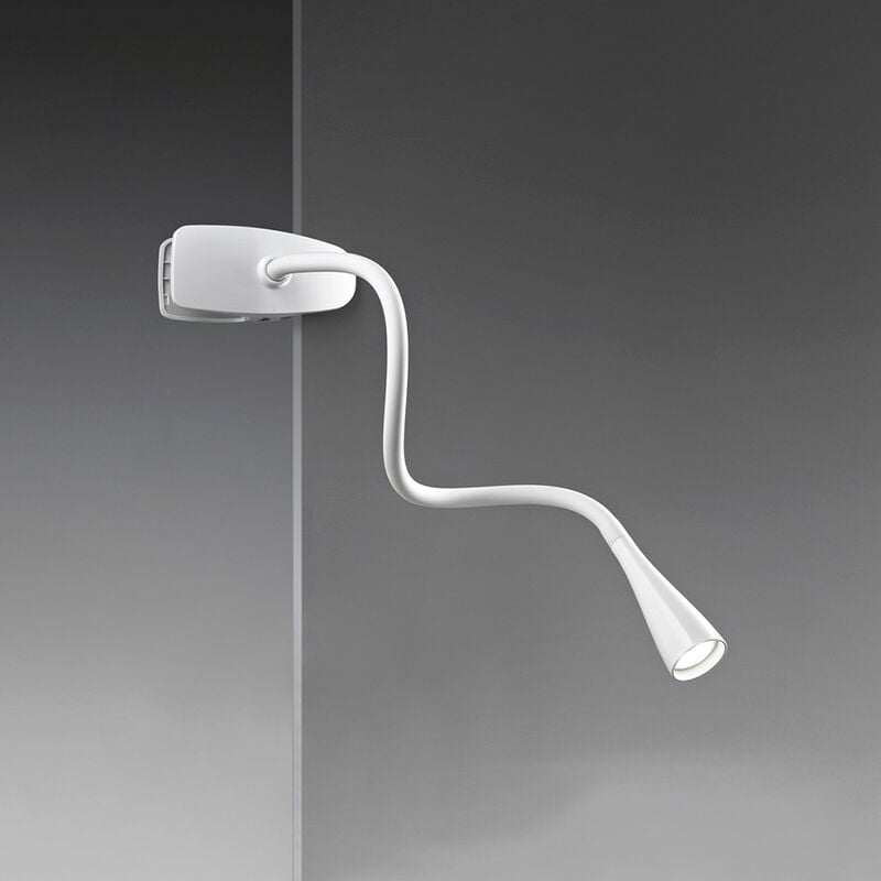 Image of Lampada Da Scrivania In Metallo Moderna Clip Snake Bianco Led - Bianco