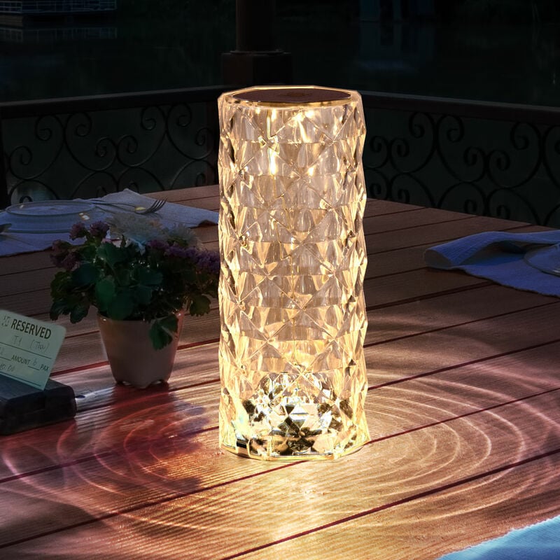 Image of Lampada led da tavolo, lampada laterale, lampada decorativa, soggiorno, dimmerabile, lampada da tavolo in cristallo con effetto luce, batteria