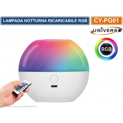 LAMPADA LED DA TAVOLO MULTICOLORE RGB RICARICABILE CON TELECOMANDO IR