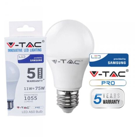 Lampada Led E27 A60 11W Bianco Freddo 6400K Bulbo Sfera Chip Samsung Garanzia 5 Anni SKU-233