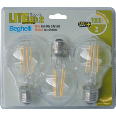LAMPADA LED FILAMENTO CF.3PZ GOCCIA E27 7W 2700K BEGHELLI 58008