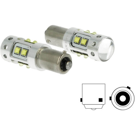 Lampada Led H21 BAY9s H21W 12V 50W Arancione 10 Smd Cree Piedini Sfalsati Per Frecce