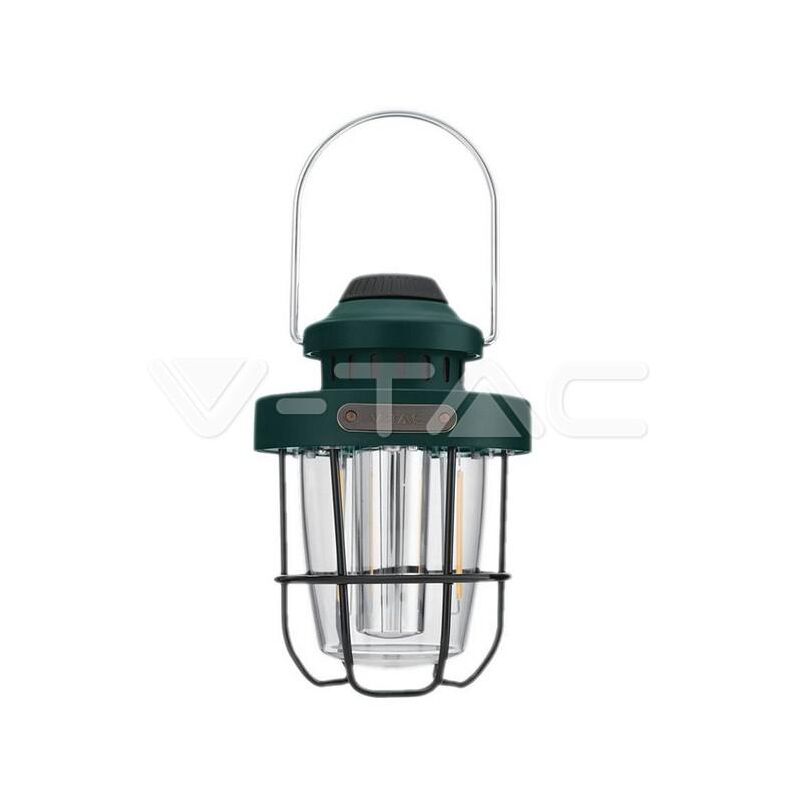 Image of Lampada led lanterna da campeggio 5W colore verde ricaricabile con usb c dimmerabile IP44