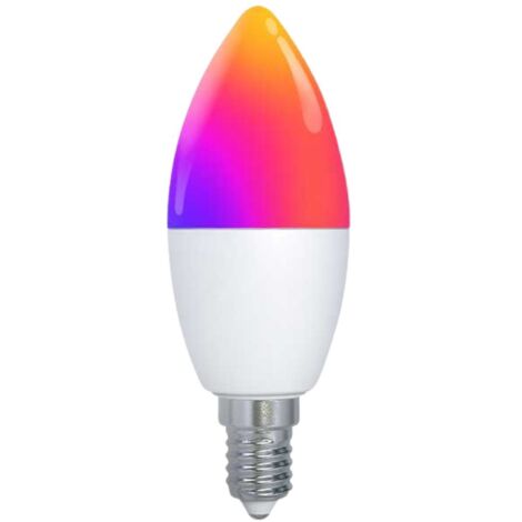 Lampada Led Matter E14, RGB+CW, Matter WIFI 2.4G TUYA, Smart Life, Apple Home, Google Home, Alexa, SmartThings, AC 90-250V, 50/60HZ, 6W, 37X106mm, IP20, MU11406