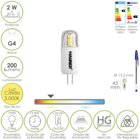 LAMPADA LED MAURER G4  2W 200L 3000K  L.CALDA
