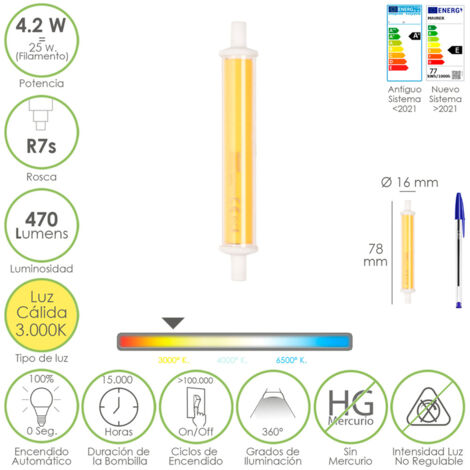 LAMPADA LED MAURER LINEA R7S 4,2W 470L 2700K CALDA 78MM