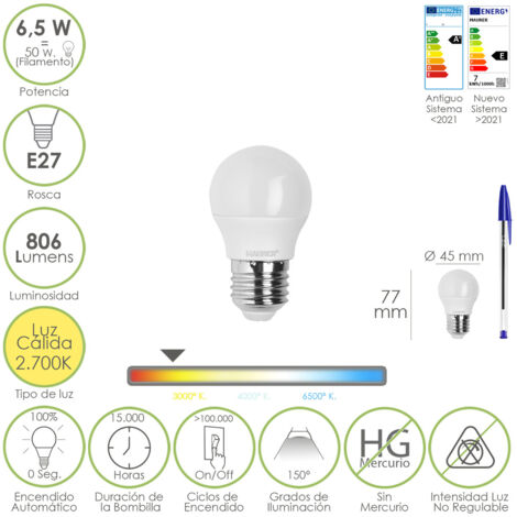 LAMPADA LED MAURER SFERA SMER. E27 6,5W 806L 2700K  L.CALDA