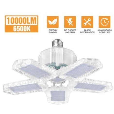 Lampada LED per garage - 120W - 12000lm - Lampada da officina - Plafoniera convertibile - 1 luce trasparente