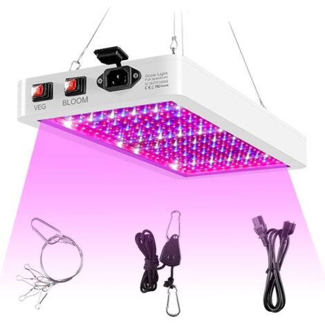 Lampada LED per la crescita delle piante da interno da 400 W, 312 LED a spettro completo, per ortaggi e fiori, doppio interruttore, lampada da coltivazione sospesa impermeabile IP65, pannello LED per 