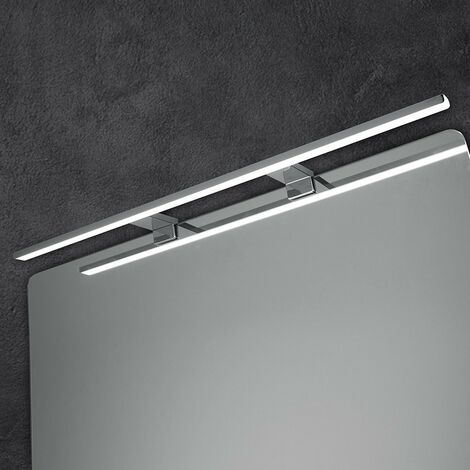 Lampada led per specchio da bagno 74 cm alluminio cromo doppia installazione