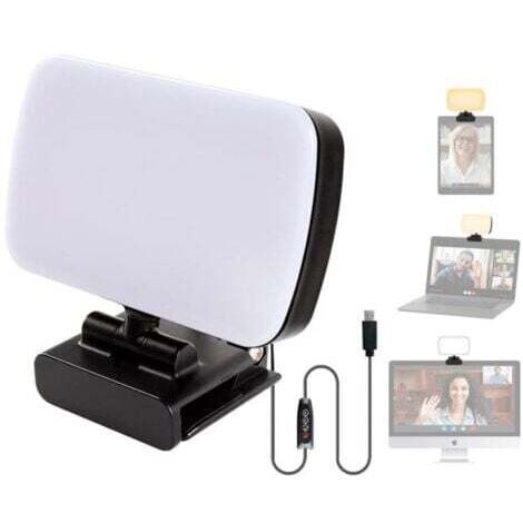 Lampada LED per streaming USB - Luce da scrivania regolabile con 3 colori - 120 LED con clip per PC, videoconferenze, giochi - Illuminazione professionale per streaming/telelavoro/videochiamate
