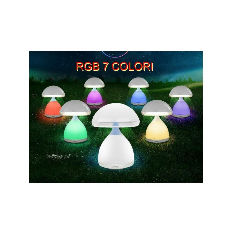 Image of Exsensa - lampada led rgb a fungo colori cromoterapia tavolo comodino 7 colori senza fili