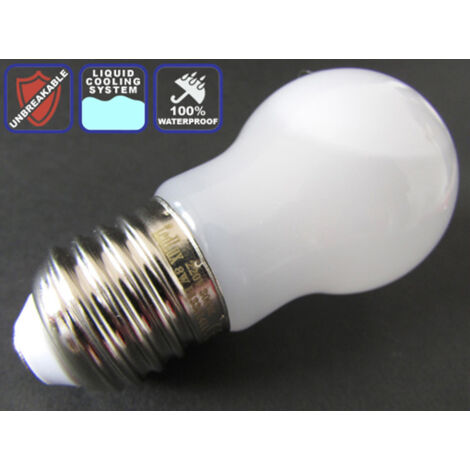 Lampada Led Sfera E27 8W=85W Antiurto Raffreddamento A Liquido Bianco Caldo 3000K Impermeabile