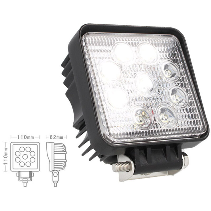 Faro Di Profondita Led Quadrato 12v 24v 27w