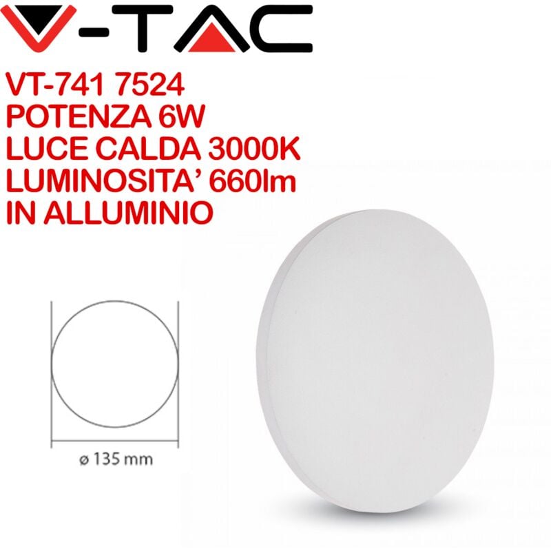 Lampada da muro Led 6W luce indiretta IP65 V-tac VT-741 3000K 660 lumens