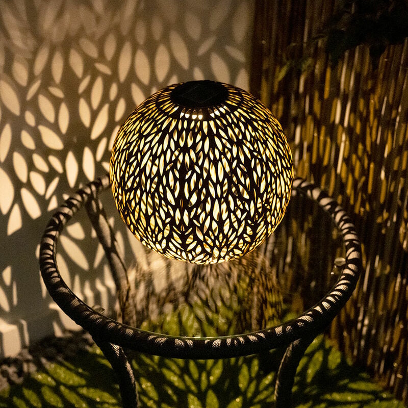 Image of Led solar lampada plug-in per esterni palla ruggine giardino modello design deco terra picchetto terrazza balcone lampada
