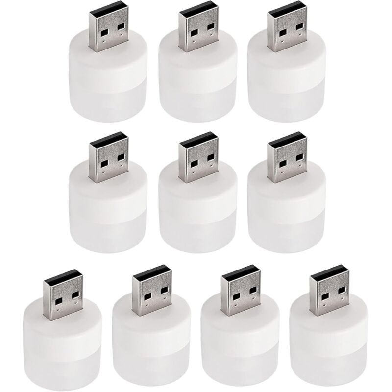 Lampada LED USB - 10 piccole luci LED Lampada portatile rotonda a risparmio energetico per camera da letto, ufficio, comodino, computer e lettura