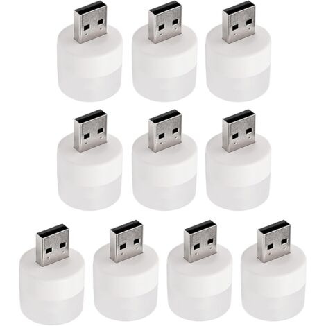 Lampada LED USB - 10 piccole luci LED  Lampada portatile rotonda a risparmio energetico per camera da letto, ufficio, comodino, computer e lettura