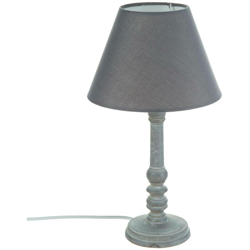 Image of Lampada leo grigia h36cm - lampada da tavolo, cotone, poliestere, pvc, legno, presa, attacco e14, 40 w, altezza 36 cm, grigio, e Atmosphera créateur