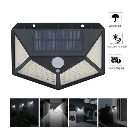 Lampada luce faretto faro esterno energia solare 100 LED sensore movimento