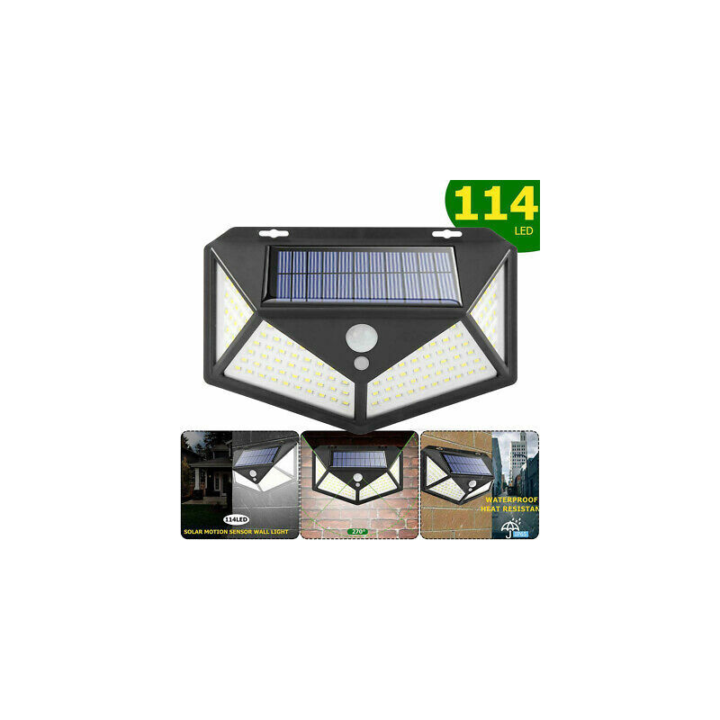 Image of Lampada luce faretto faro esterno energia solare 114 led sensore movimento