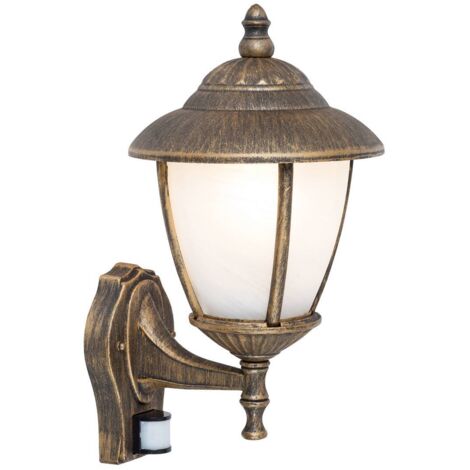 . Lampada luce parete esterna Madrid di metallo e vetro antikgold L: 23,5 centimetri B: 20cm H: 37cm IP43