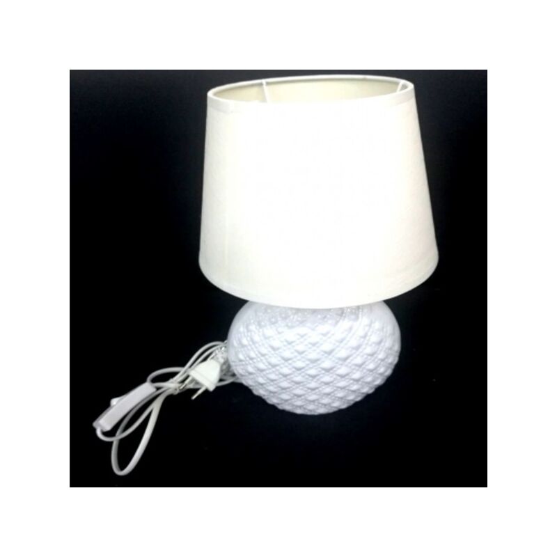 Image of Trade Shop - Lampada Lume 32 Cm Bianco Con Paralume Da Tavolo Scrivania Comodino Casa Ufficio
