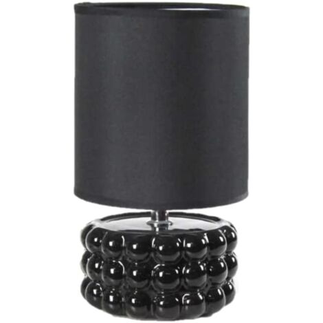 LAMPADA LUMETTO DA TAVOLO CON BASE IN CERAMICA EFFETTO BUBBLE 15X25 CM NERA