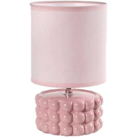 LAMPADA LUMETTO DA TAVOLO CON BASE IN CERAMICA EFFETTO BUBBLE 15X25 CM ROSA