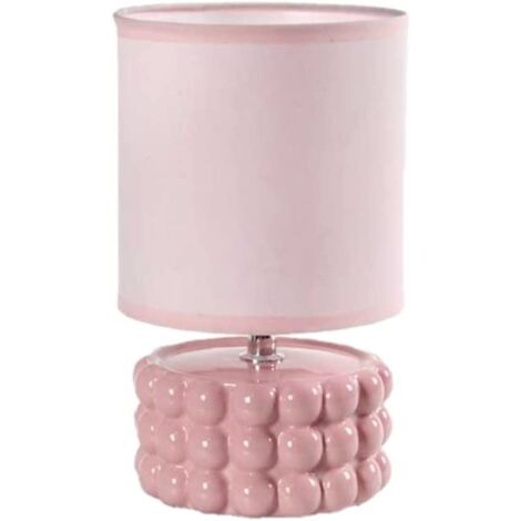 LAMPADA LUMETTO DA TAVOLO CON BASE IN CERAMICA EFFETTO BUBBLE 15X25 CM ROSA