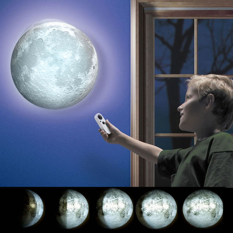 Image of Lampada Luna a Parete Moon Light Lamp Luce Notturna led Fasi Lunari Telecomando