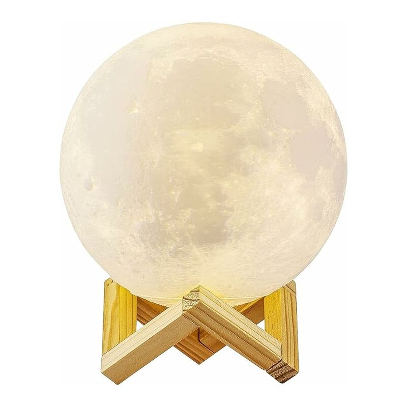 Image of Lampada lunare 3D, lampada a luce notturna a LED a 3 colori, diametro 15 cm / 5,9 pollici, luce notturna lunare ricaricabile tramite USB per camera