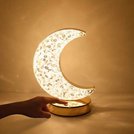 Lampada lunare con controllo touch, 3 modalità colore, lampada da tavolo in cristallo con graziosa luce notturna dimmerabile continua per la camera dei bambini