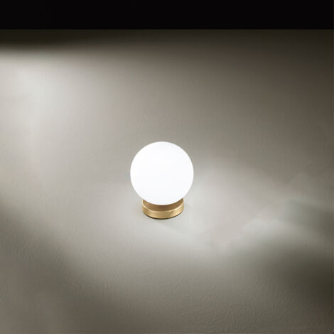 Lampada MAGA da tavolo in metallo colore oro diffusore sferico in vetro attacco G9 d.15cm