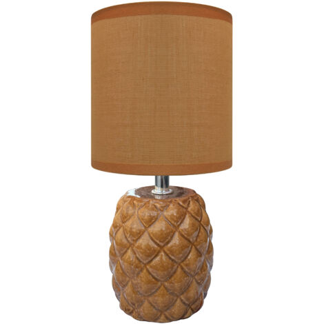 Lampada Moderna Da Comodino A Forma Di Ananas Certificata RoHS In Ceramica Con Paralume 45W Scrivania Tavolo Abat Jour Arancione