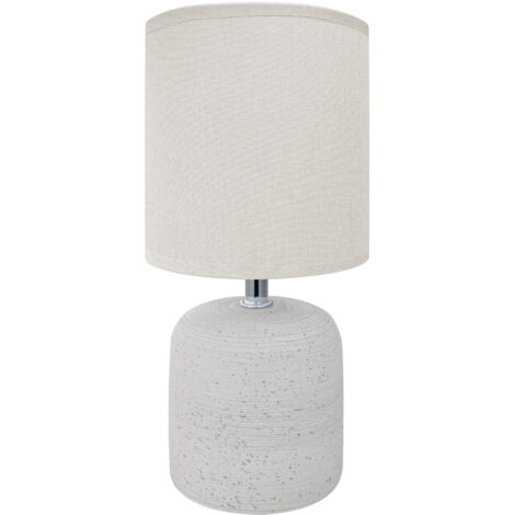 Lampada Moderna Da Comodino Con Lavorazione a Onde Finitura Opaca Certificata RoHS In Ceramica Con Paralume 45W Scrivania Tavolo Abat Jour Grigio chiaro