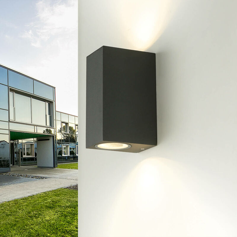 Image of Licht-erlebnisse - Applique da esterno Lampada da parete con design moderno Up Down Faretto Spot antracite per giardino cancello ingresso aalborg