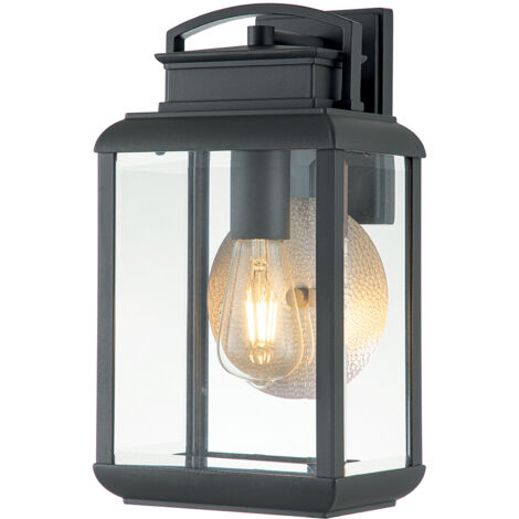 Lampada murale Byron E27 100W IP44 Acciaio, rame, alluminio, vetro trasparente Grafite con stagno L: 17,8 cm B: 20,3 cm Ø20,3 cm Dimmabile