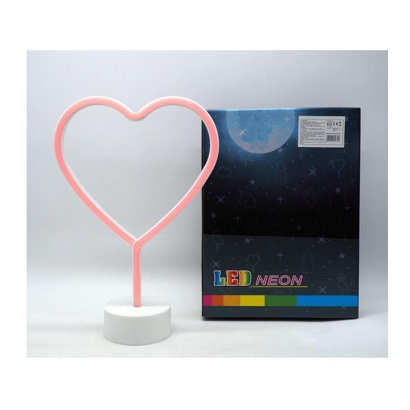 Image of Creare Italia - lampada neon cuore con base plastica luce rossa