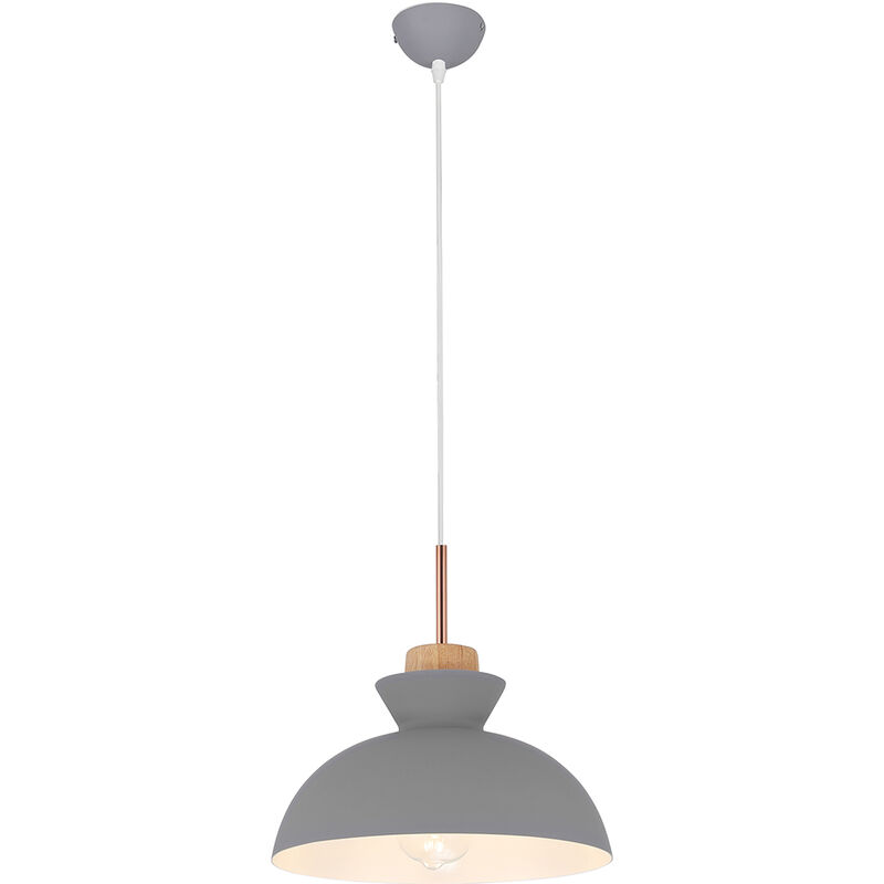 Image of Lampada da soffitto - Lampada a sospensione in Stile Scandinavo - Sigfrid Grigio - Metallo, Legno - Grigio