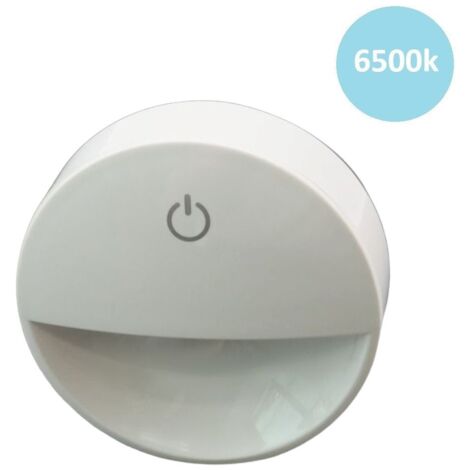 Lampada notturna con spina accensione touch punto luce led bianco tonda per camera bambini corridoio  Bianco freddo