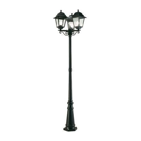 Lampada Palo Alto Tre Luci per Giardino Colore Nero da Esterno Linea Quadrata Sovil