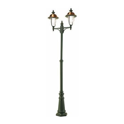 Lampada Palo per Giardino Alto Due Luci Color Grigio e Rame da Esterno Linea Rustica  Sovil