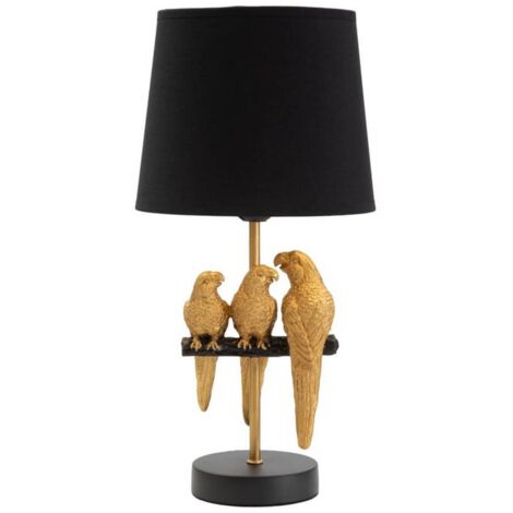 Lampada "Pappagallo" struttura in metallo color oro e poliestere per interni -Da comodino